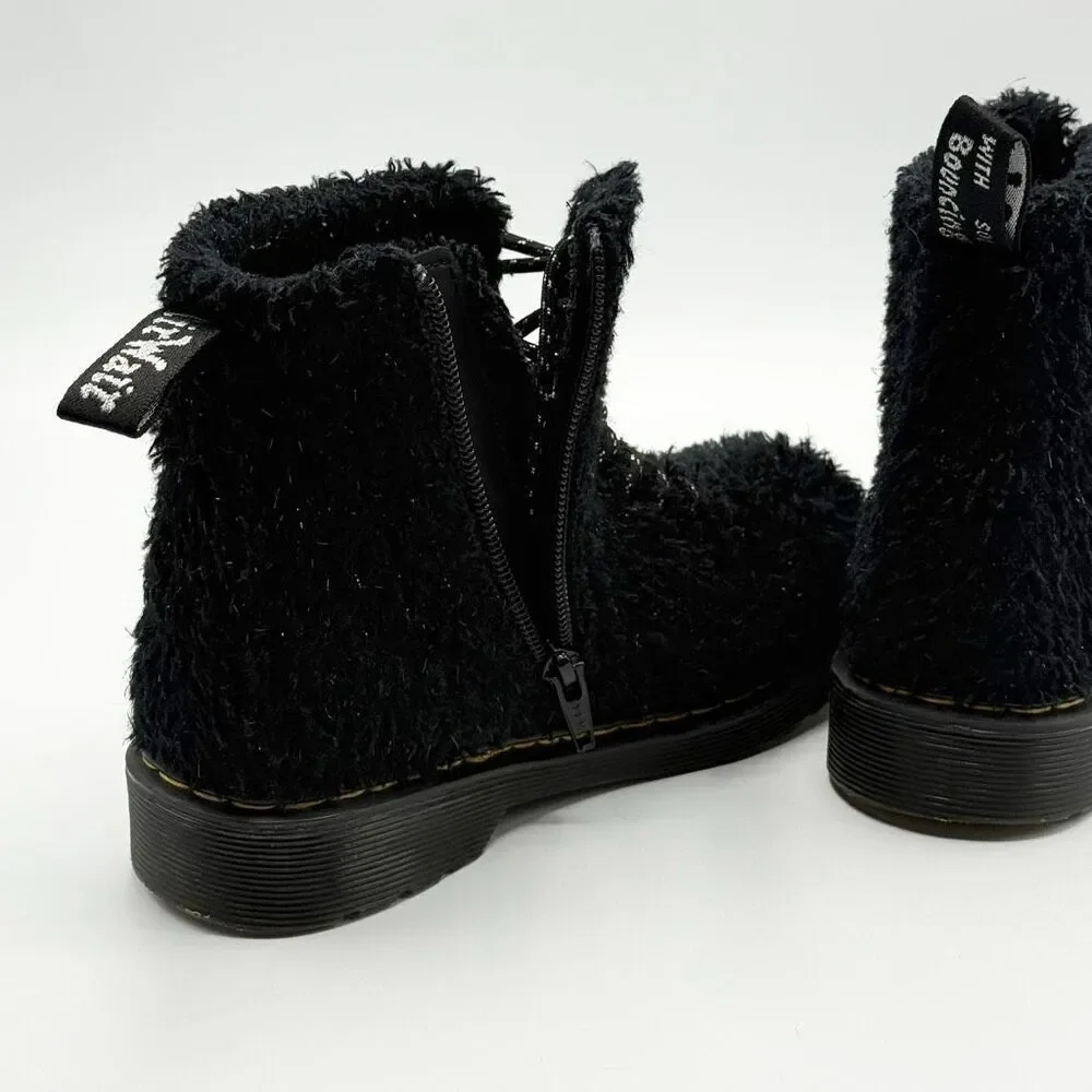 Dr. Martens Kids' 1460 Pascal Tinsel Faux Fur Boots in Black - US Big Kids 1 / E